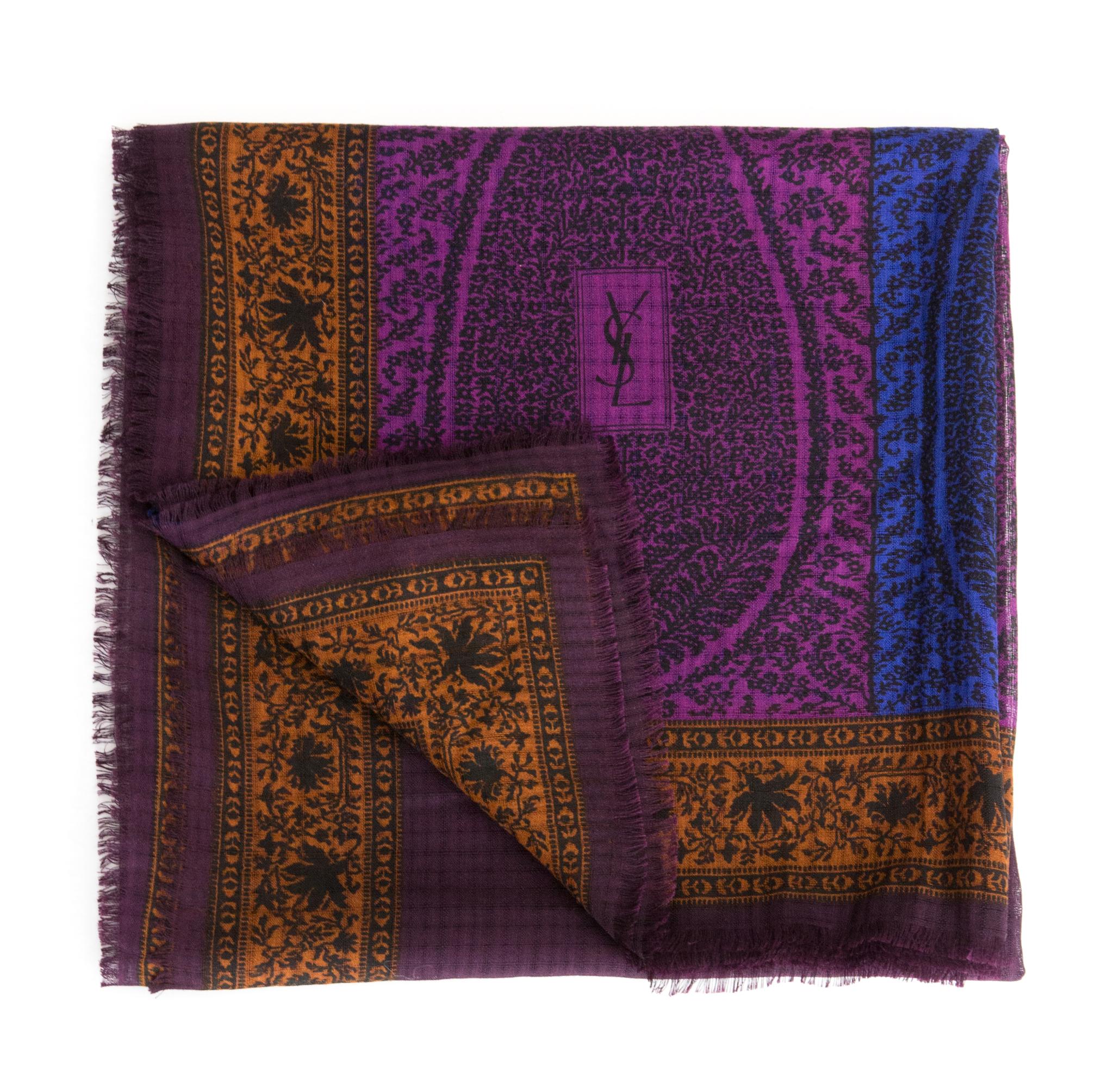Black Yves Saint Laurent YSL Wool and Silk Shawl For Sale