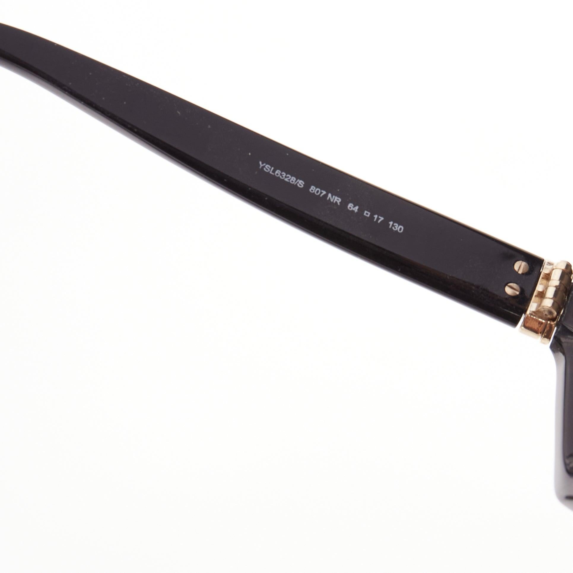 YVES SAINT LAURENT YSL6328S gafas de sol cuadradas laterales con logotipo y lentes acampanadas negras en venta 4