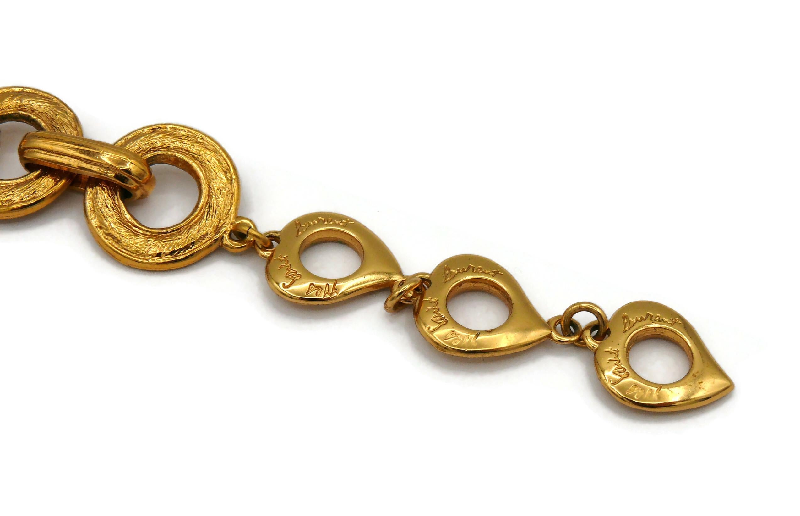 YVES SAINT LAURENT YVSL Vintage Jewelled Gold Tone Fish Necklace 4