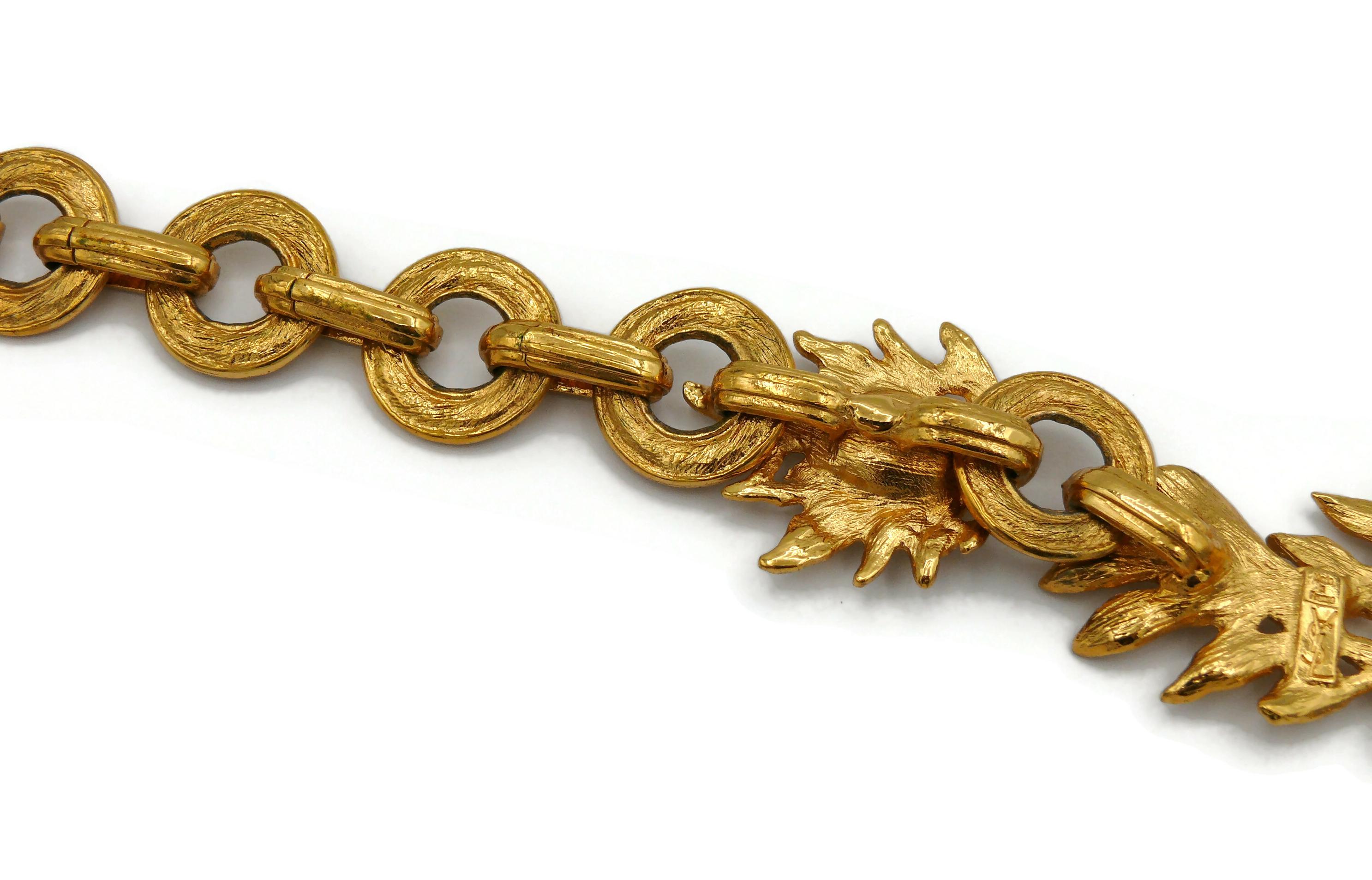 YVES SAINT LAURENT YVSL Vintage Jewelled Gold Tone Fish Necklace 6
