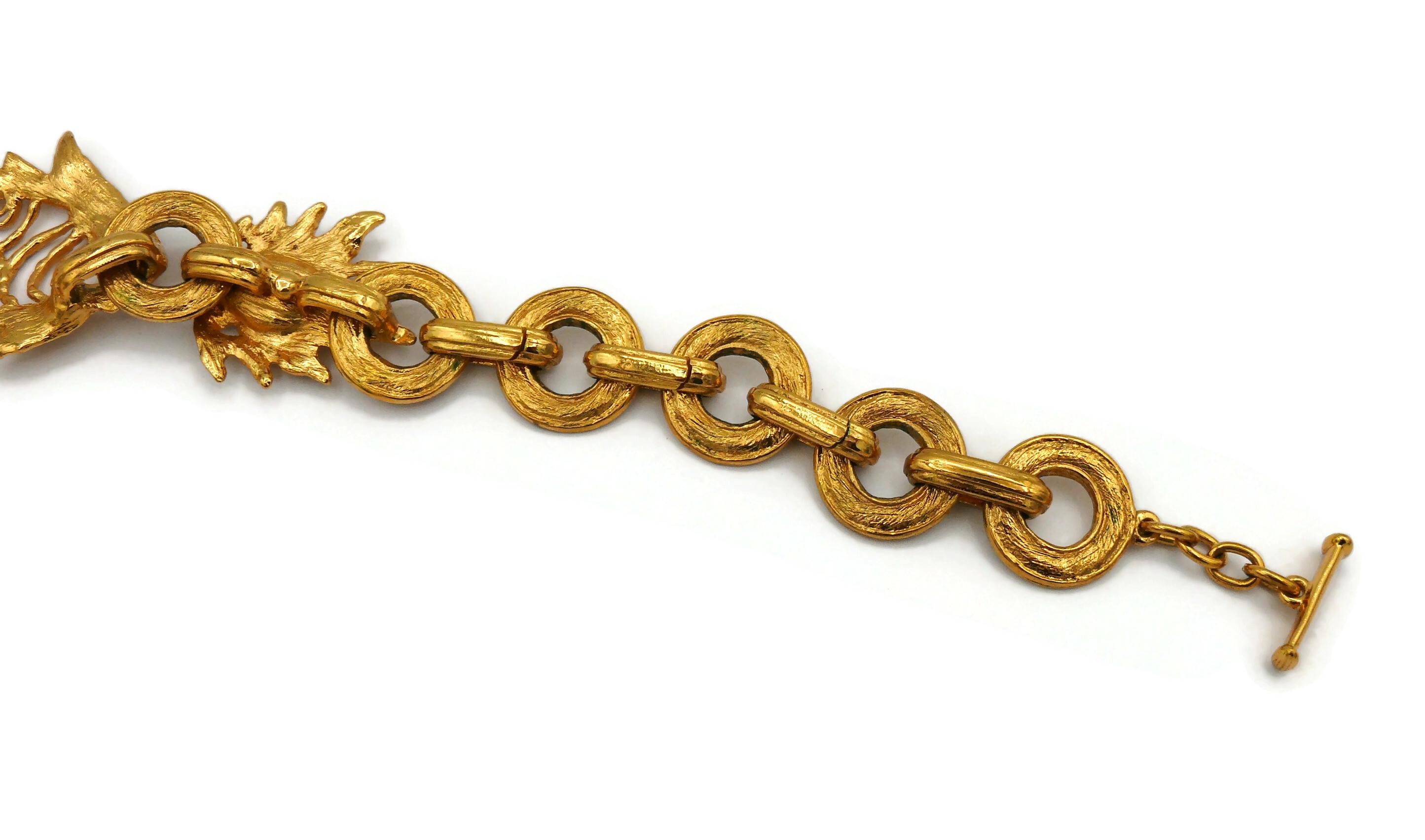 YVES SAINT LAURENT YVSL Vintage Jewelled Gold Tone Fish Necklace 9