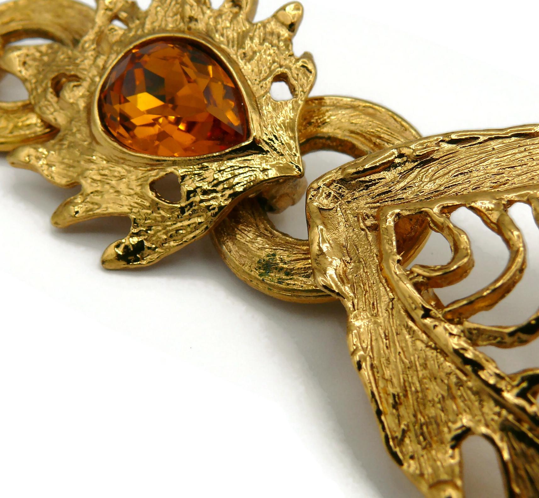 YVES SAINT LAURENT YVSL Vintage Jewelled Gold Tone Fish Necklace 10