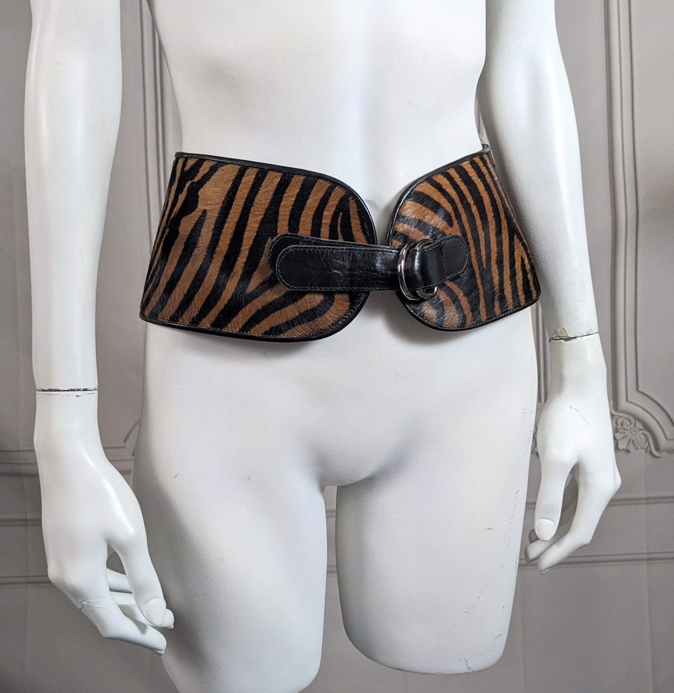 Black Yves Saint Laurent Zebra Print Waist Belt For Sale