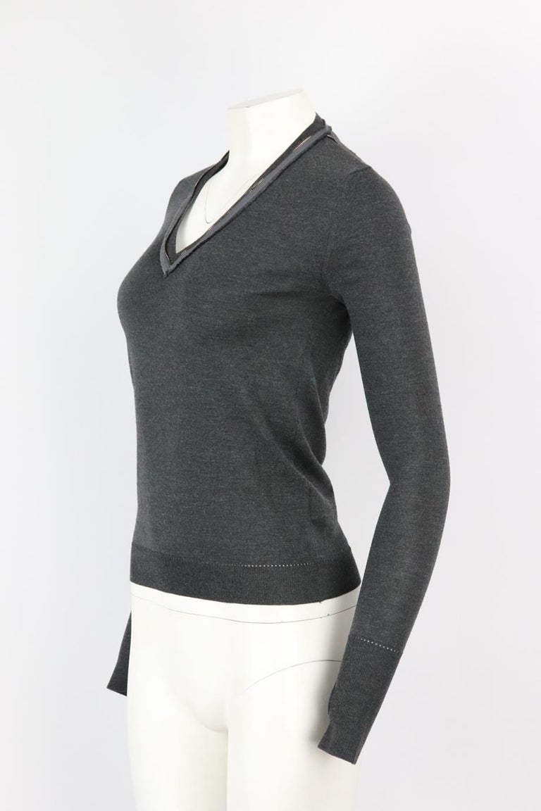 Yves Saint Laurent Zip Detailed Wool Sweater Xsmall For Sale at 1stDibs