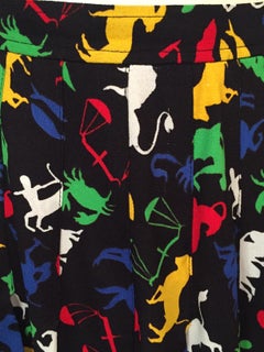 Yves Saint Laurent Zodiac Print Pleated Skirt