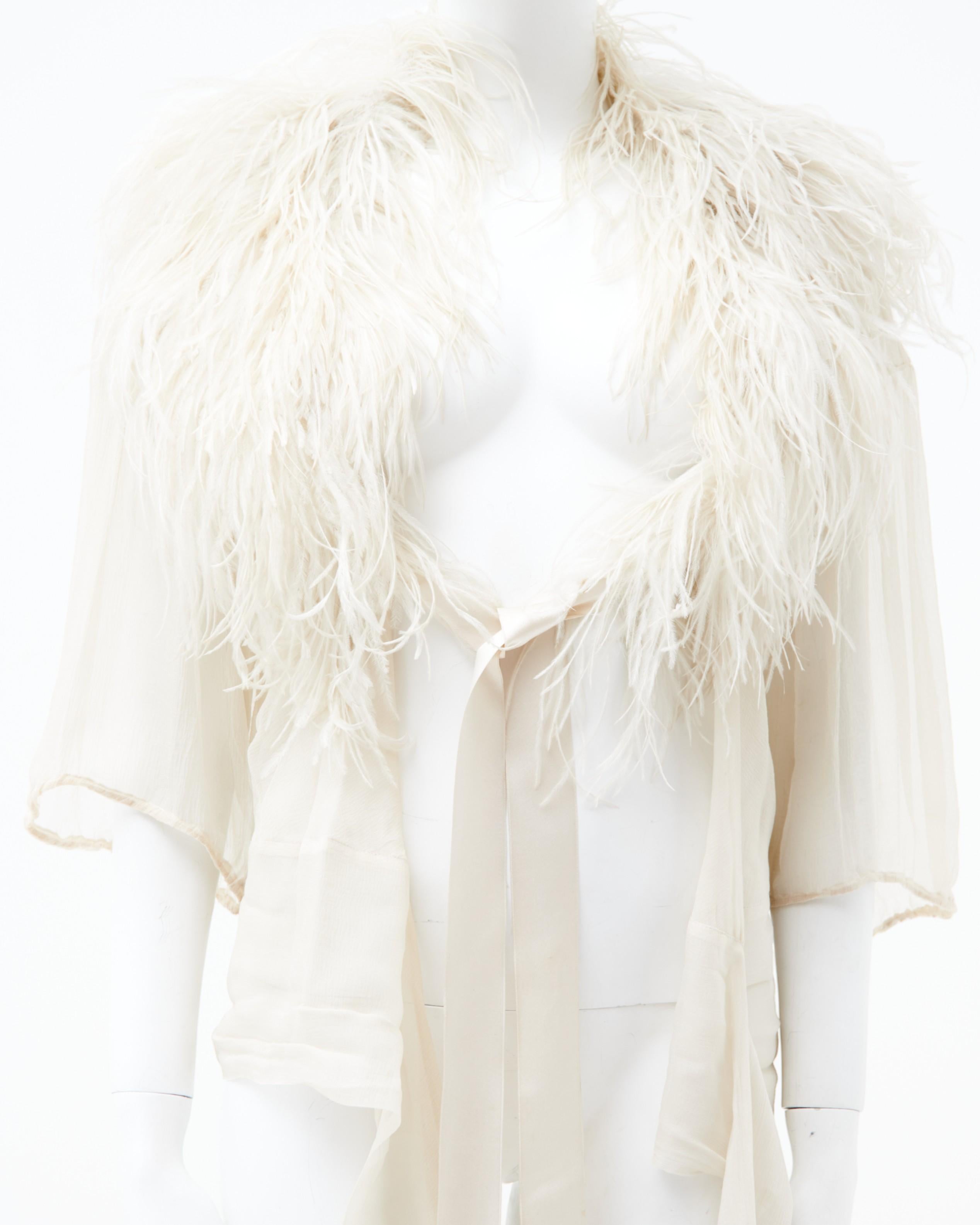 Yves Saint Laurent	F/W 1968-69 white silk feather top in vendita 6