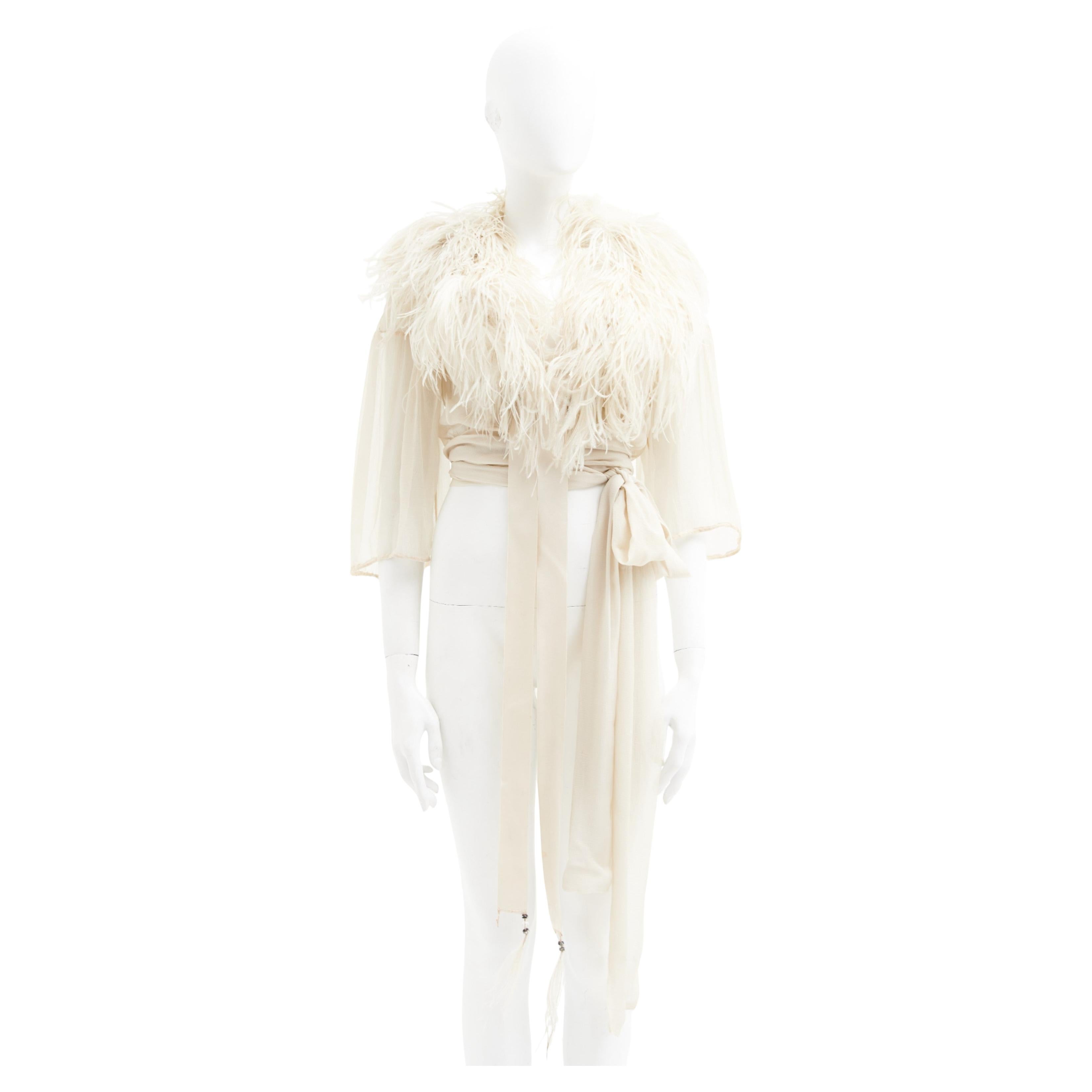 Yves Saint Laurent	F/W 1968-69 white silk feather top in vendita