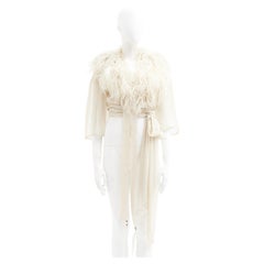Yves Saint Laurent	F/W 1968-69 white silk feather top
