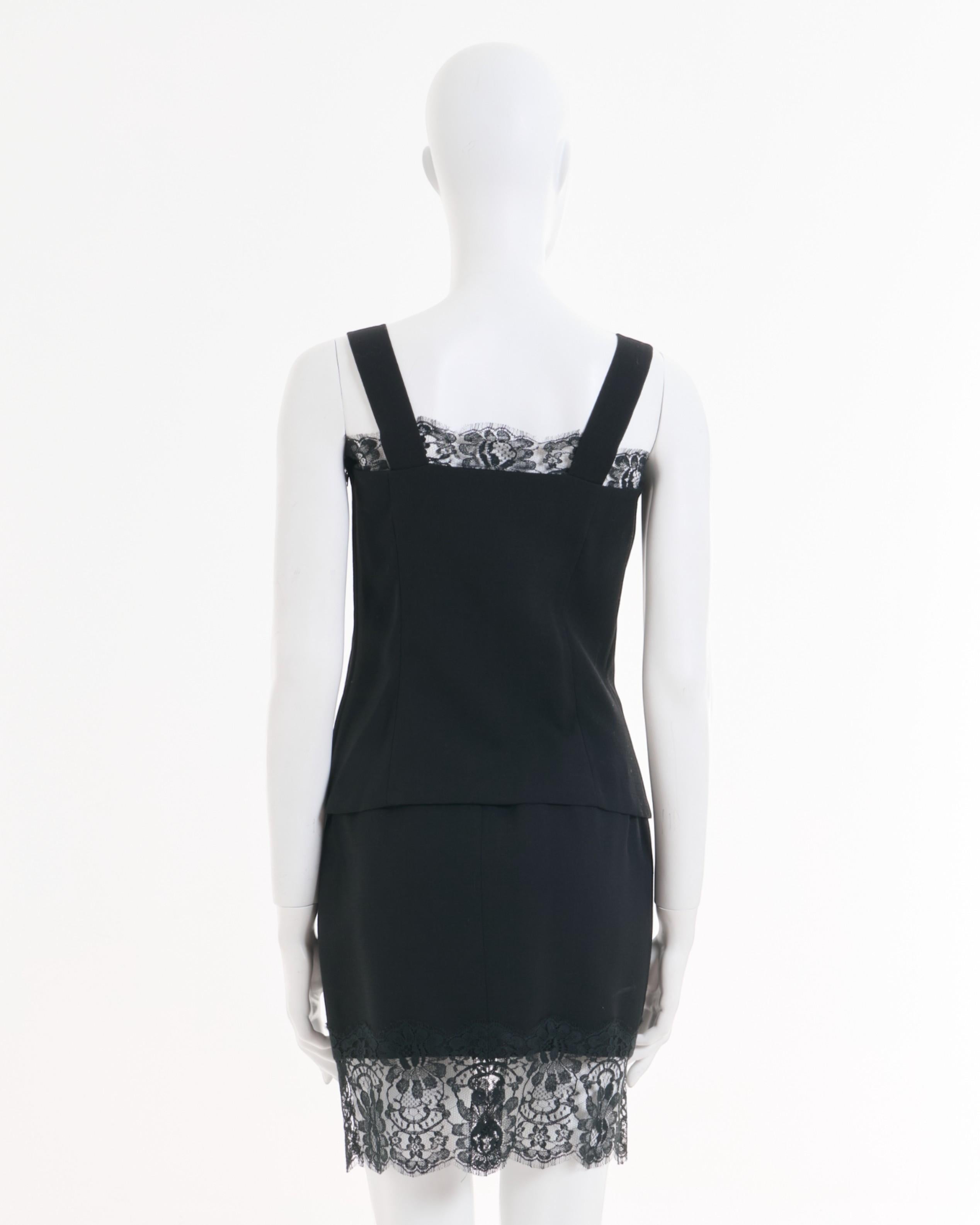 Yves Saint Laurent	F/W 1994 Black Lace Set Skirt and Top In Excellent Condition For Sale In Milano, IT