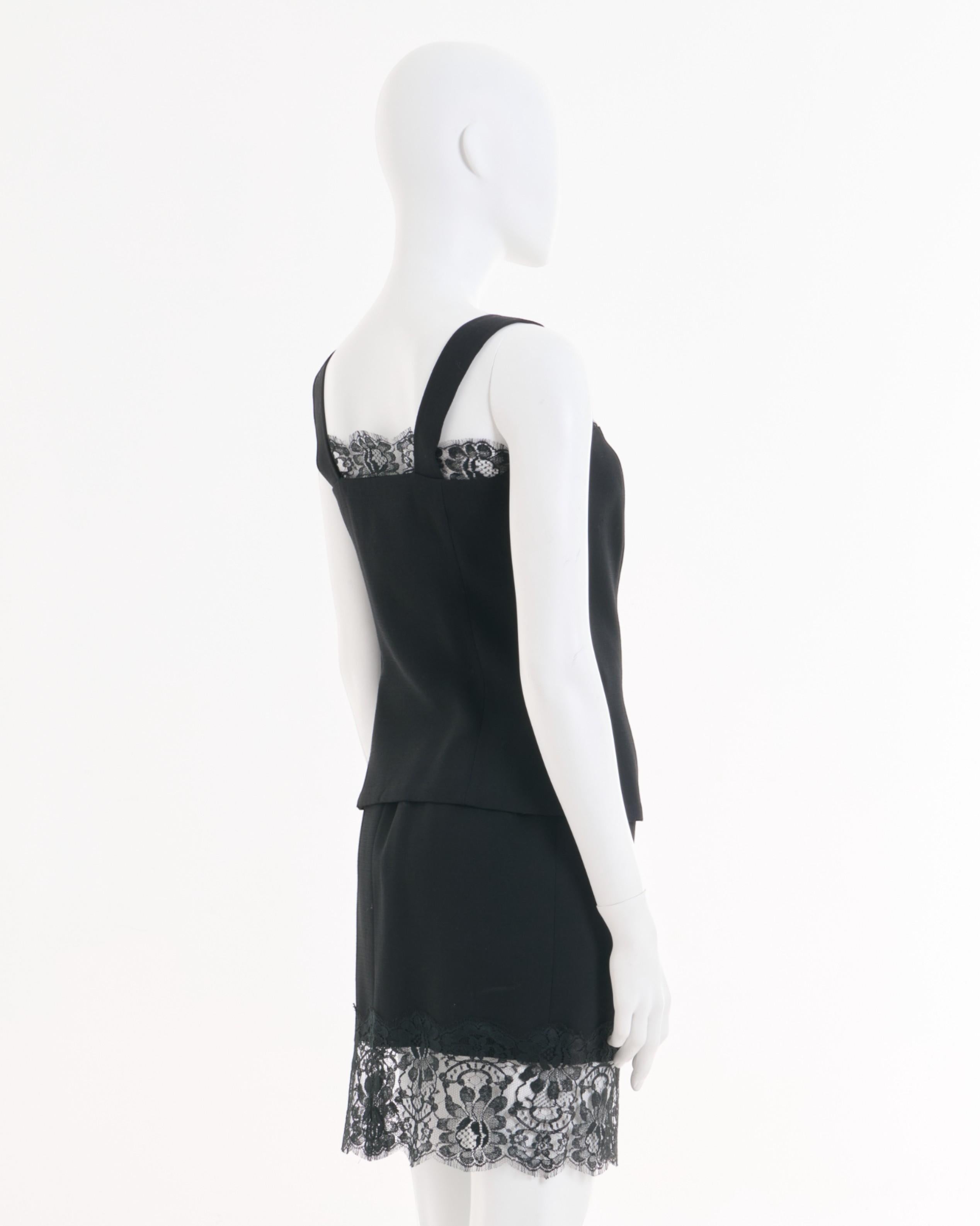 Women's Yves Saint Laurent	F/W 1994 Black Lace Set Skirt and Top For Sale
