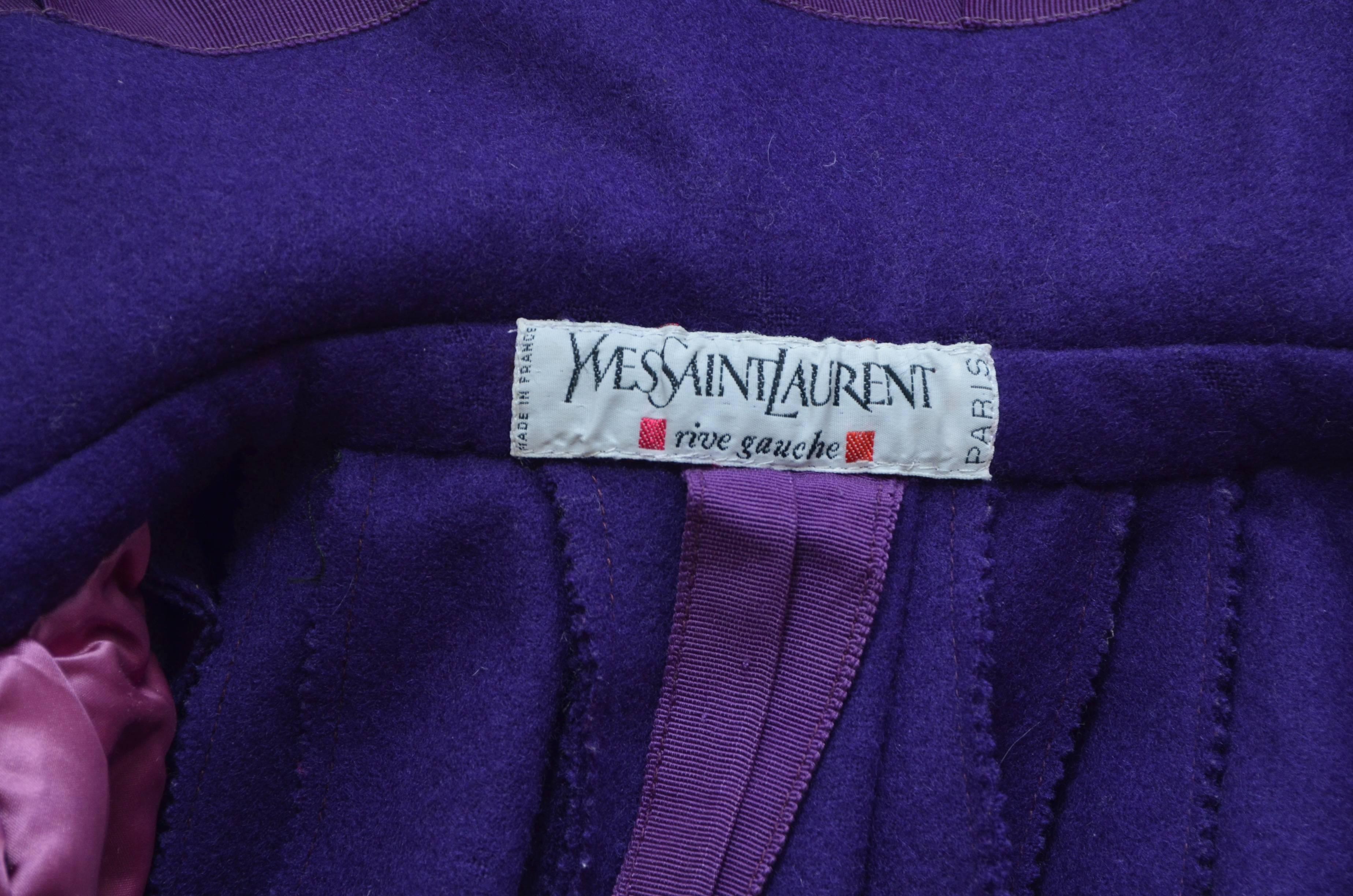 Yves Saint Laurent YSL  Purple Cape Coat  Vintage  3