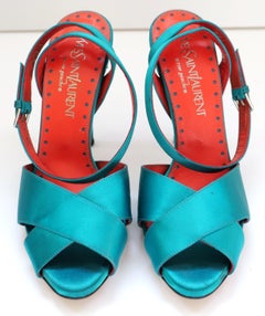 Yves Saint Saint Laurent x Tom Ford Teal Satin Heels