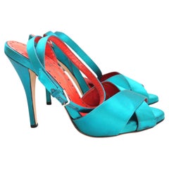 Yves Saint Laurent x Tom Ford Teal Satin Heels