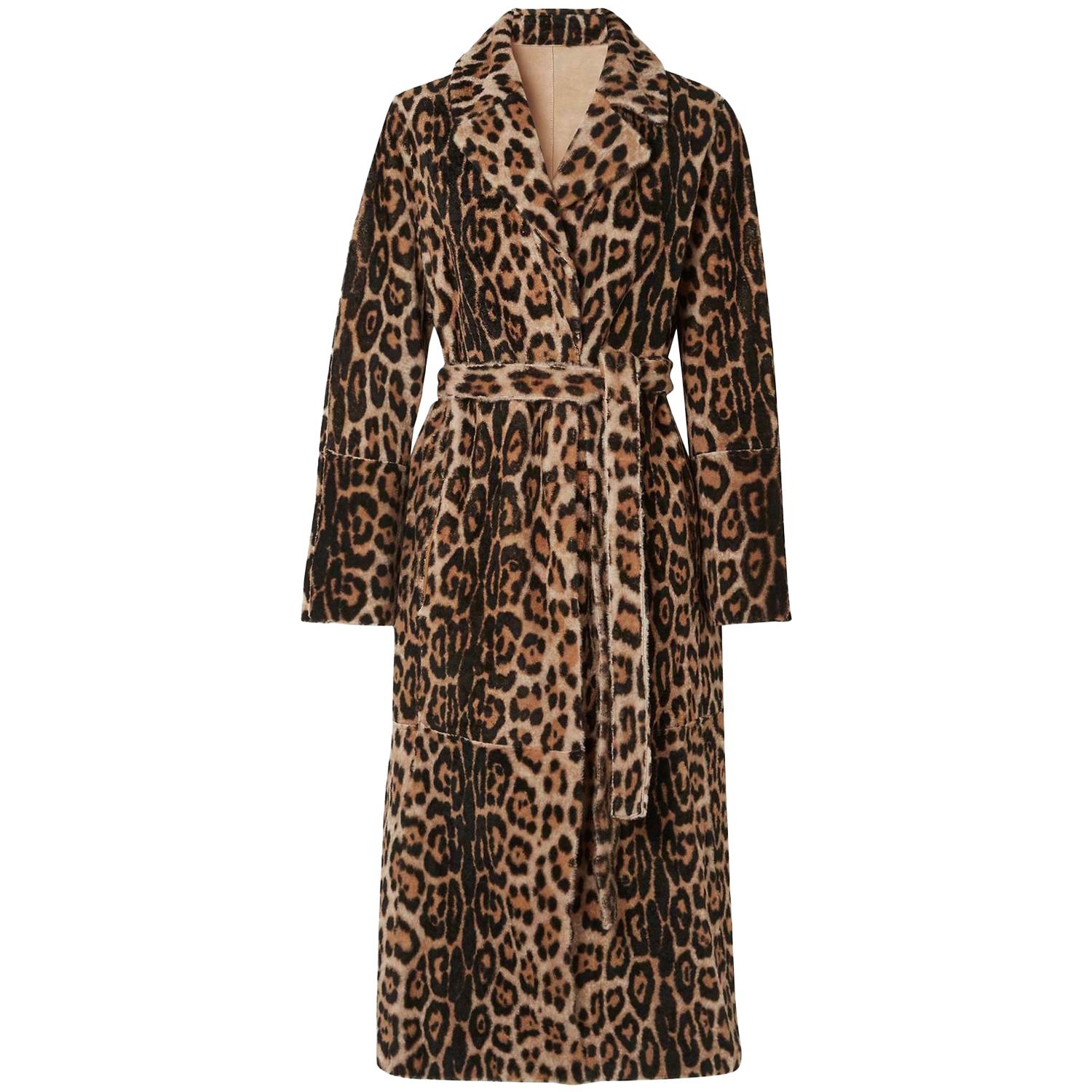 Yves Saloman Lacon Reversible Leopard Print Shearling Coat For Sale at ...