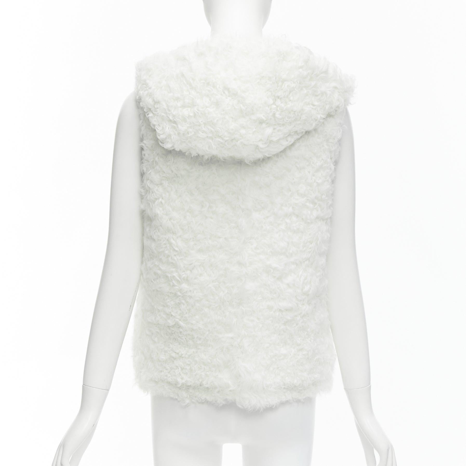 YVES SALOMON ARMY Reversible metallic silver lamb shearling puffer vest FR36 S 6