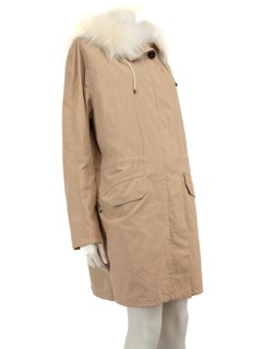 Yves Salomon ARMY Yves Salomon manteau parka beige en fourrure de raton laveur taille S