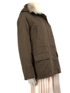 Yves Salomon ARMY Yves Salomon - Manteau parka doublé de fourrure de renard kaki, taille M