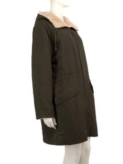 Yves Salomon ARMY Yves Salomon Khaki Mink Fur Lined Mid Length Parka Coat Size M
