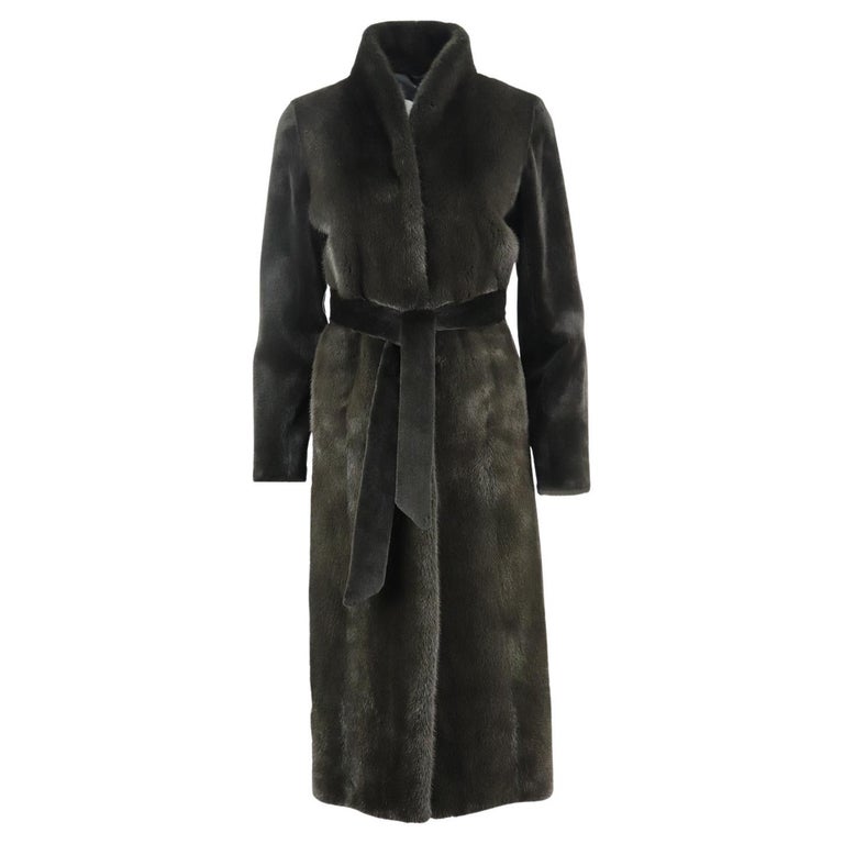 Yves Salomon Belted Mink Fur Coat Fr 38 Uk 10 For Sale at 1stDibs
