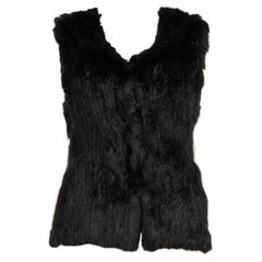 Yves Salomon Chaleco de piel negro con capucha Talla S