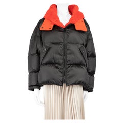 Yves Salomon Black Shearling Trim Puffer Down Jacket Size S