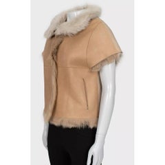 Yves Salomon Veste en cuir marron et shearling Sz.36/S