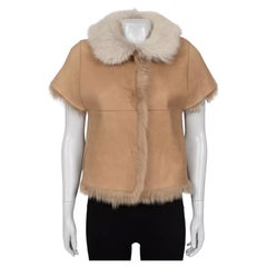 Yves Salomon Veste en cuir marron et shearling Sz.36/S