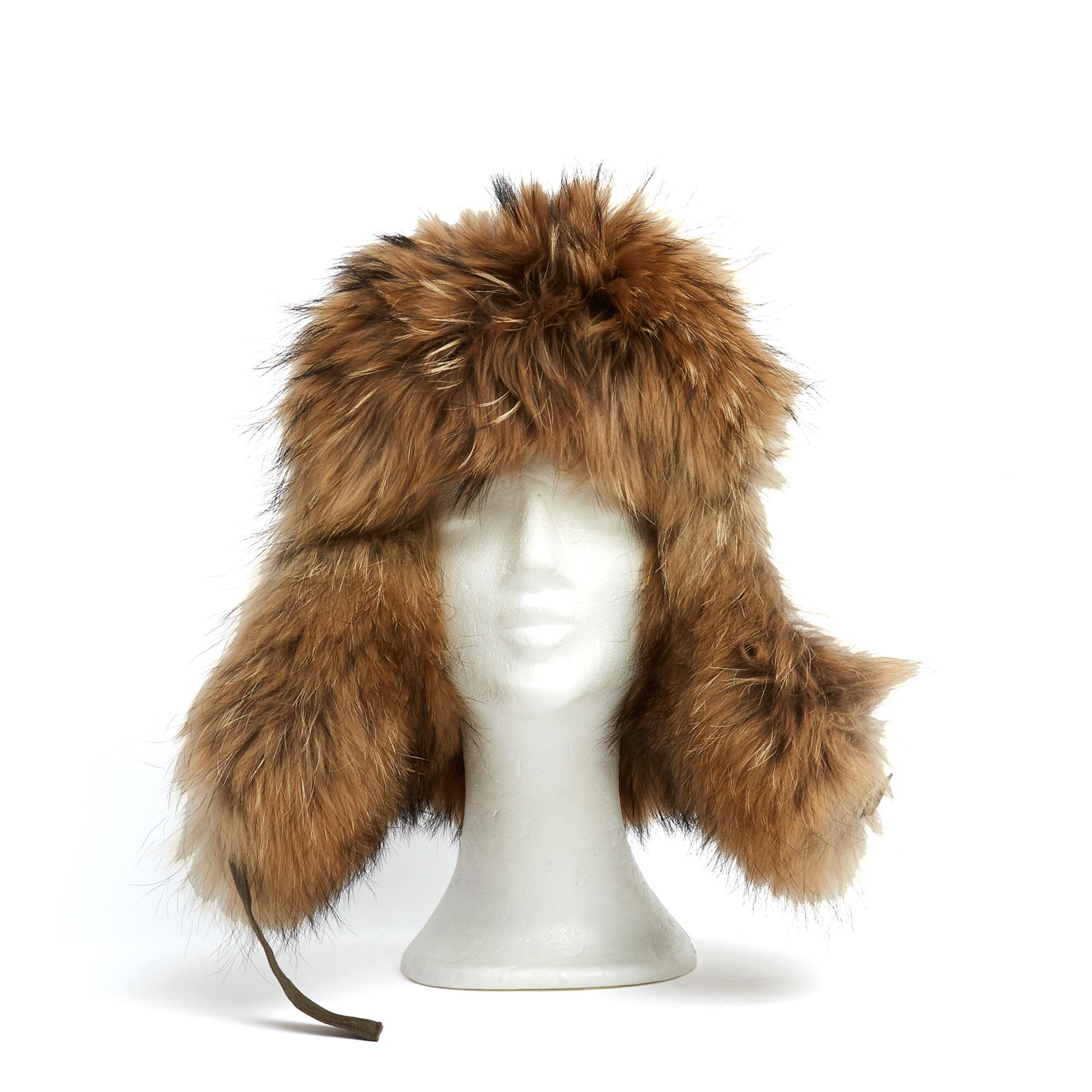 Yves Salomon chapka hat in khaki cotton canvas lined with quilted polyester and natural fox, 