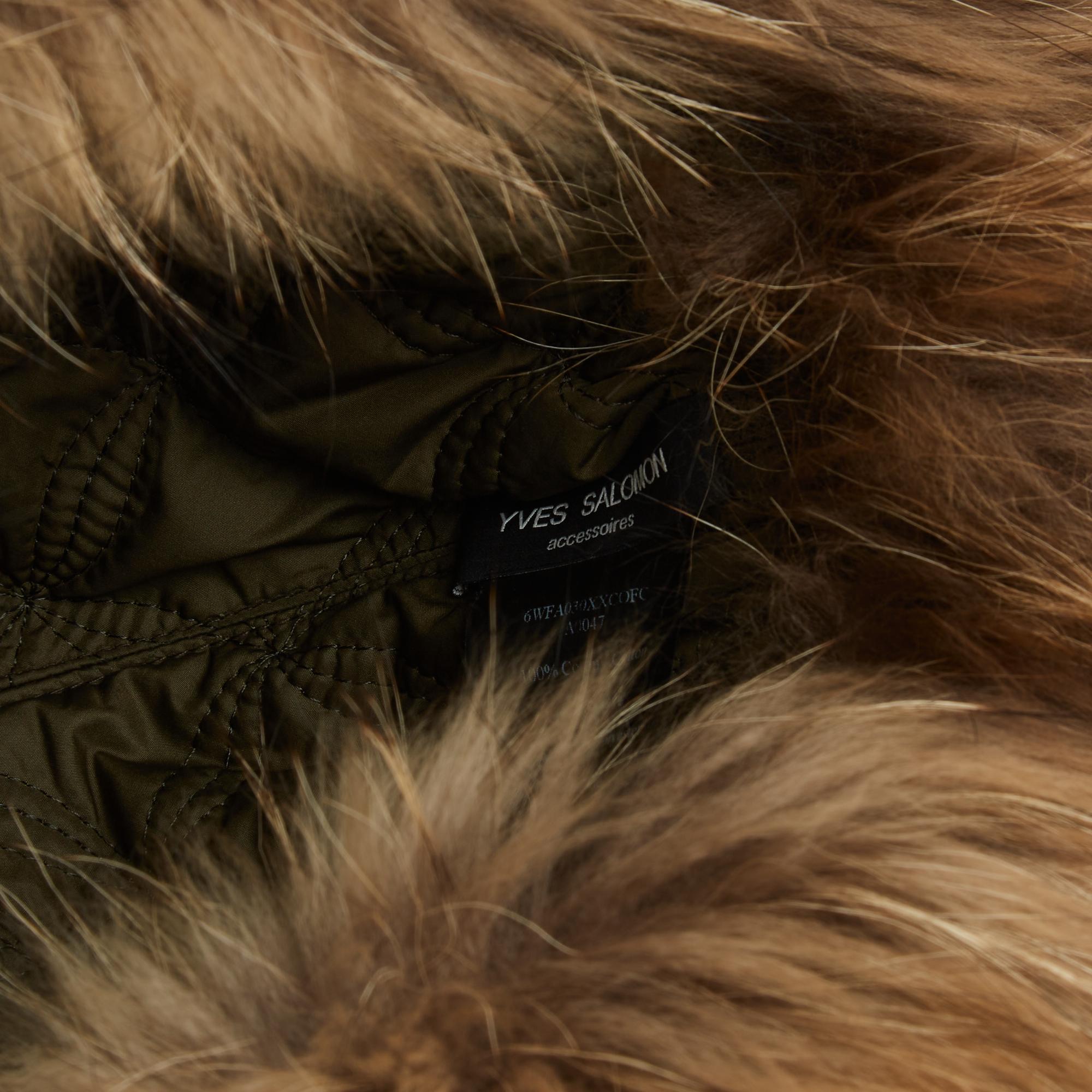 Yves Salomon Chapeau Bonnet Chapka M Khaki Hat For Sale 1
