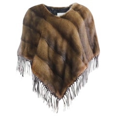 Yves Salomon Fringed Mink Fur Poncho One Size