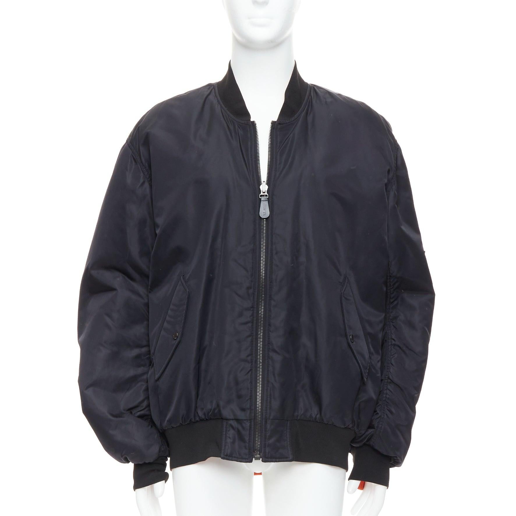 YVES SALOMON HOMME brown genuine real fur lined oversized bomber jacket FR46 S In Good Condition In Hong Kong, NT
