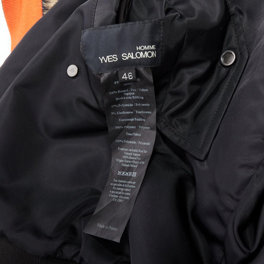 YVES SALOMON HOMME brown genuine real fur lined oversized bomber jacket FR46 S 5