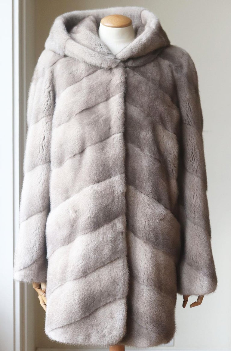 Yves Salomon Hooded Mink Fur Coat at 1stDibs