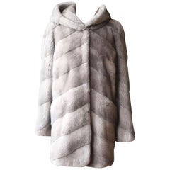 Yves Salomon Hooded Mink Fur Coat