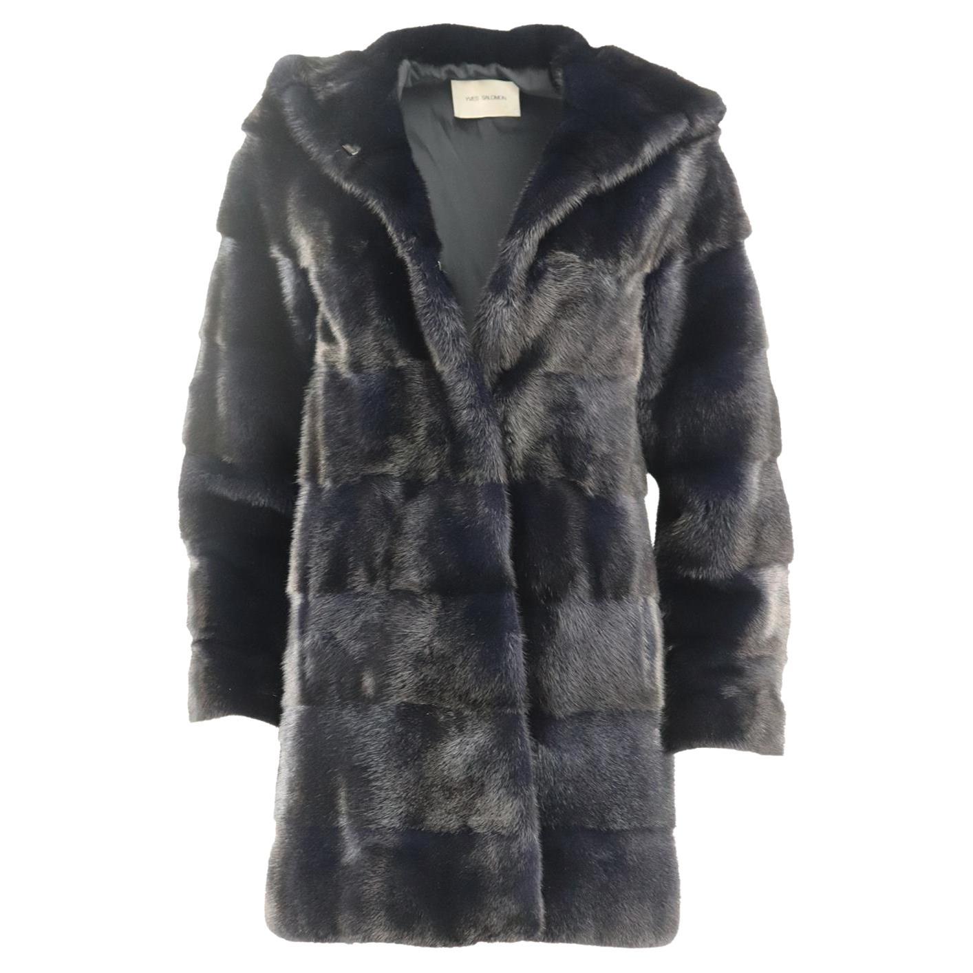 Yves Salomon Hooded Mink Fur Coat Fr 34 Uk 6