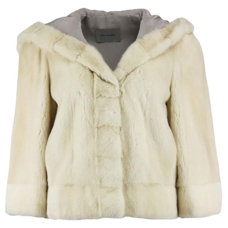 Yves Salomon Hooded Mink Fur Jacket FR 38 UK 10 For Sale at 1stDibs