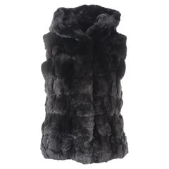 Yves Salomon Hooded Rabbit Fur Gilet Xsmall