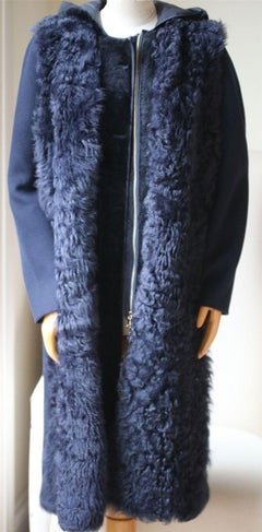 Yves Salomon Hooded Shearling and Wool-Blend Coat
