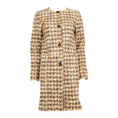 Yves Salomon Houndstooth Pattern Leather Coat Size XS