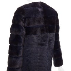 YVES SALOMON KIDS abrigo sin cuello de trabajo de piel de visón horizontal negro marino Y12