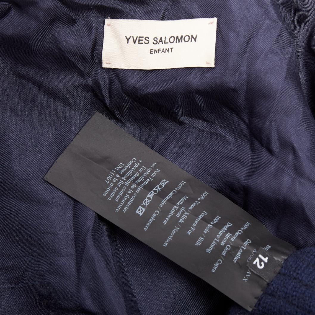 YVES SALOMON KIDS black navy horizontal mink fur work collarless coat Y12 For Sale 4