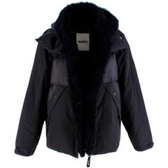 Yves Salomon Lambs Fur lined Hooded Black Puffer Jacket - Size US 0-2