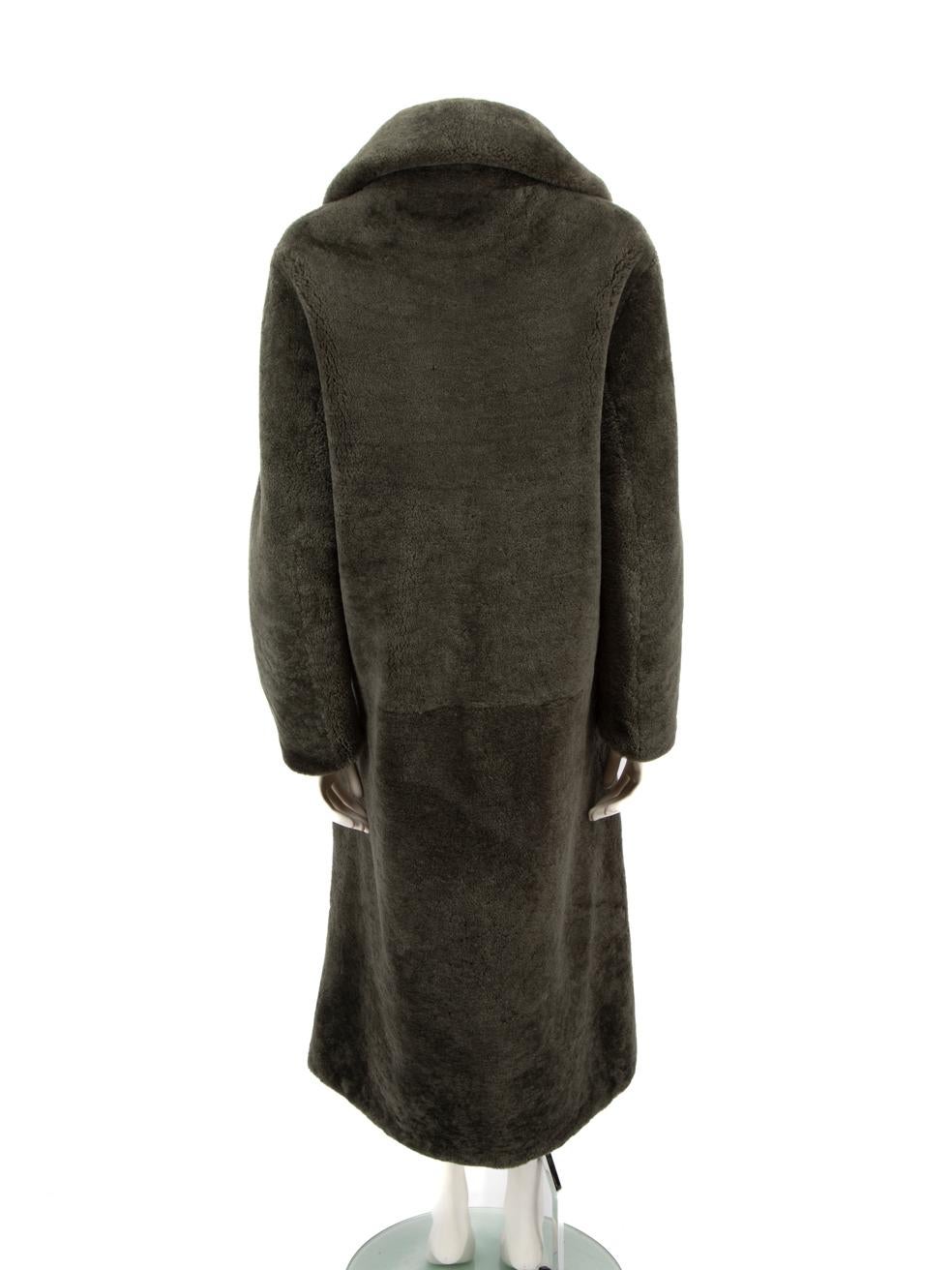 Black Yves Salomon Meteo Yves Salomon Green Shearling Coat Size S