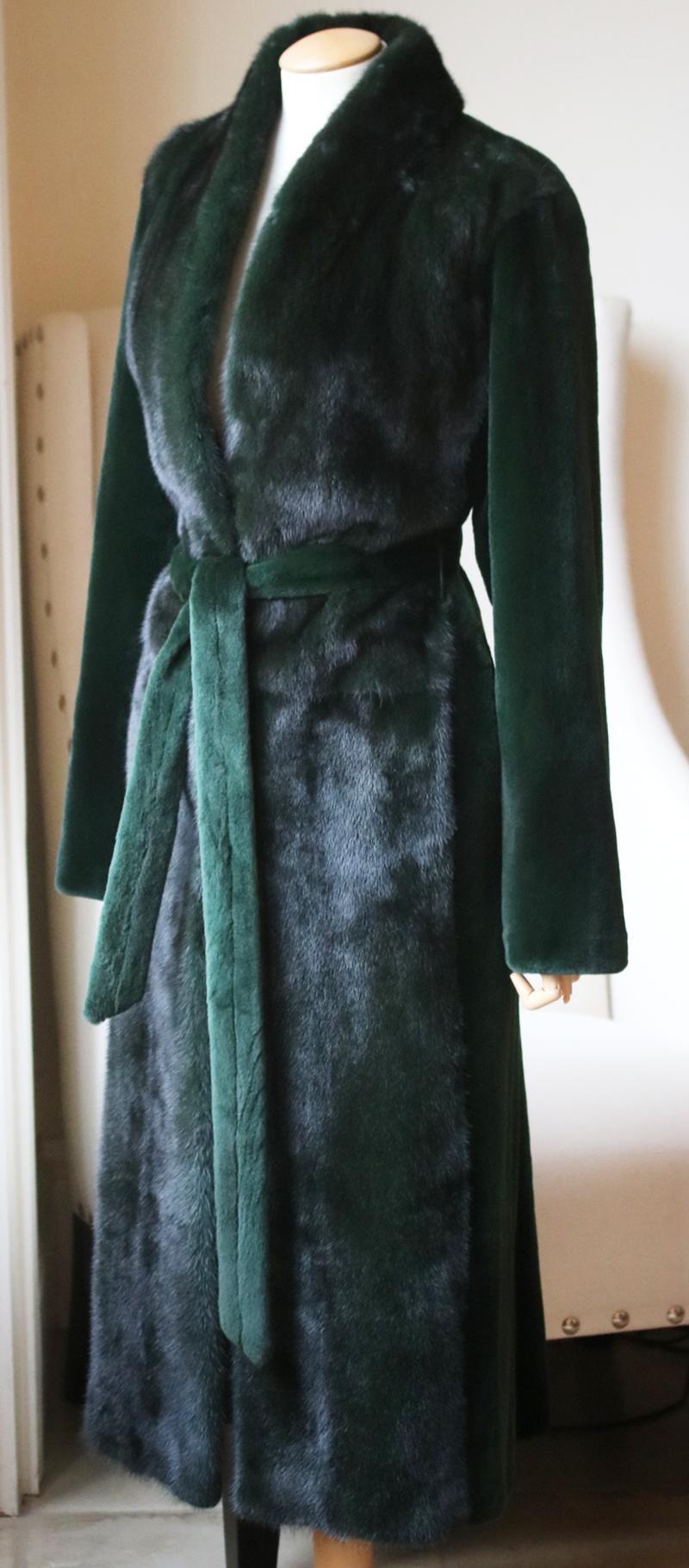 Black Yves Salomon Mink-Fur Belted Coat 