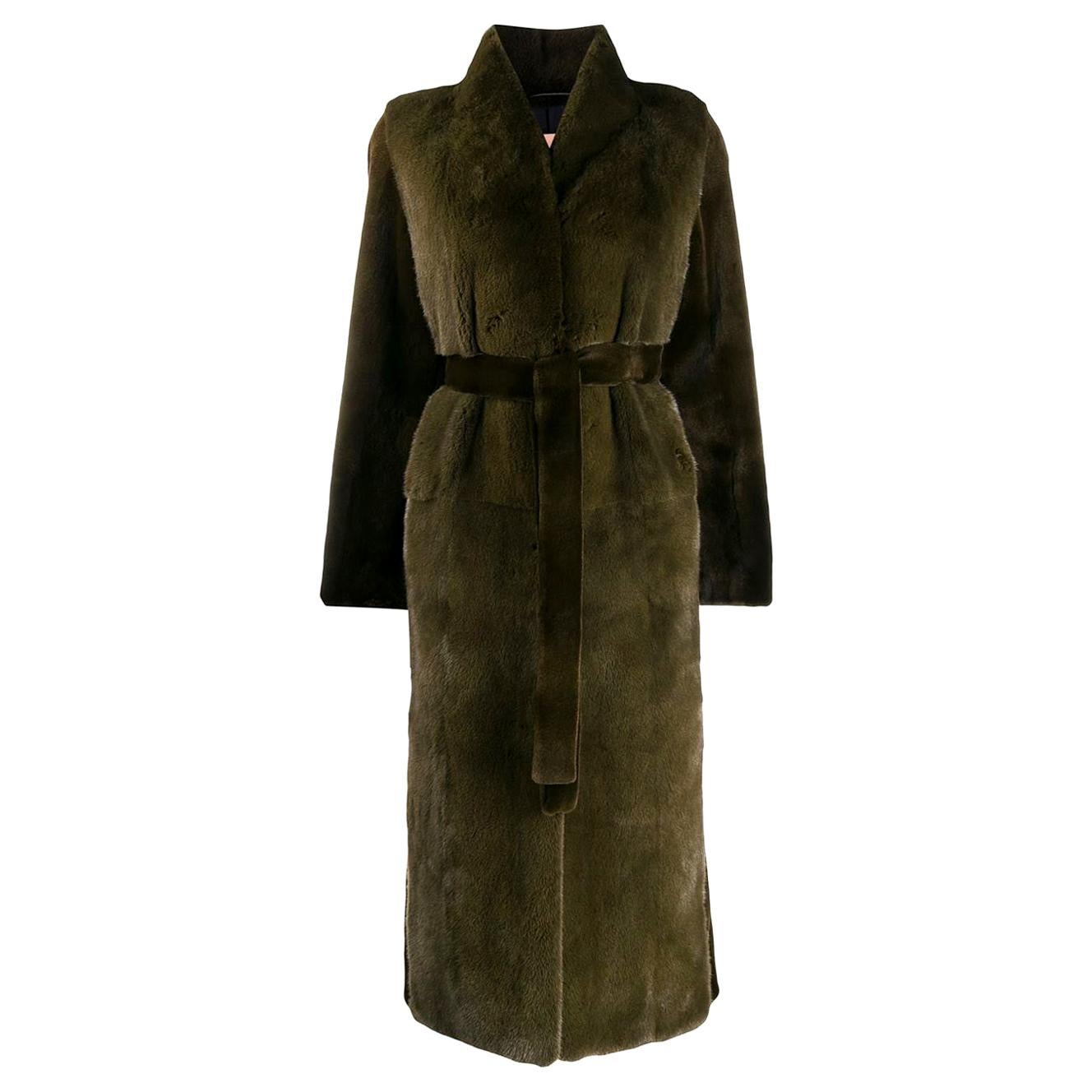 Yves Salomon Mink-Fur Belted Coat 