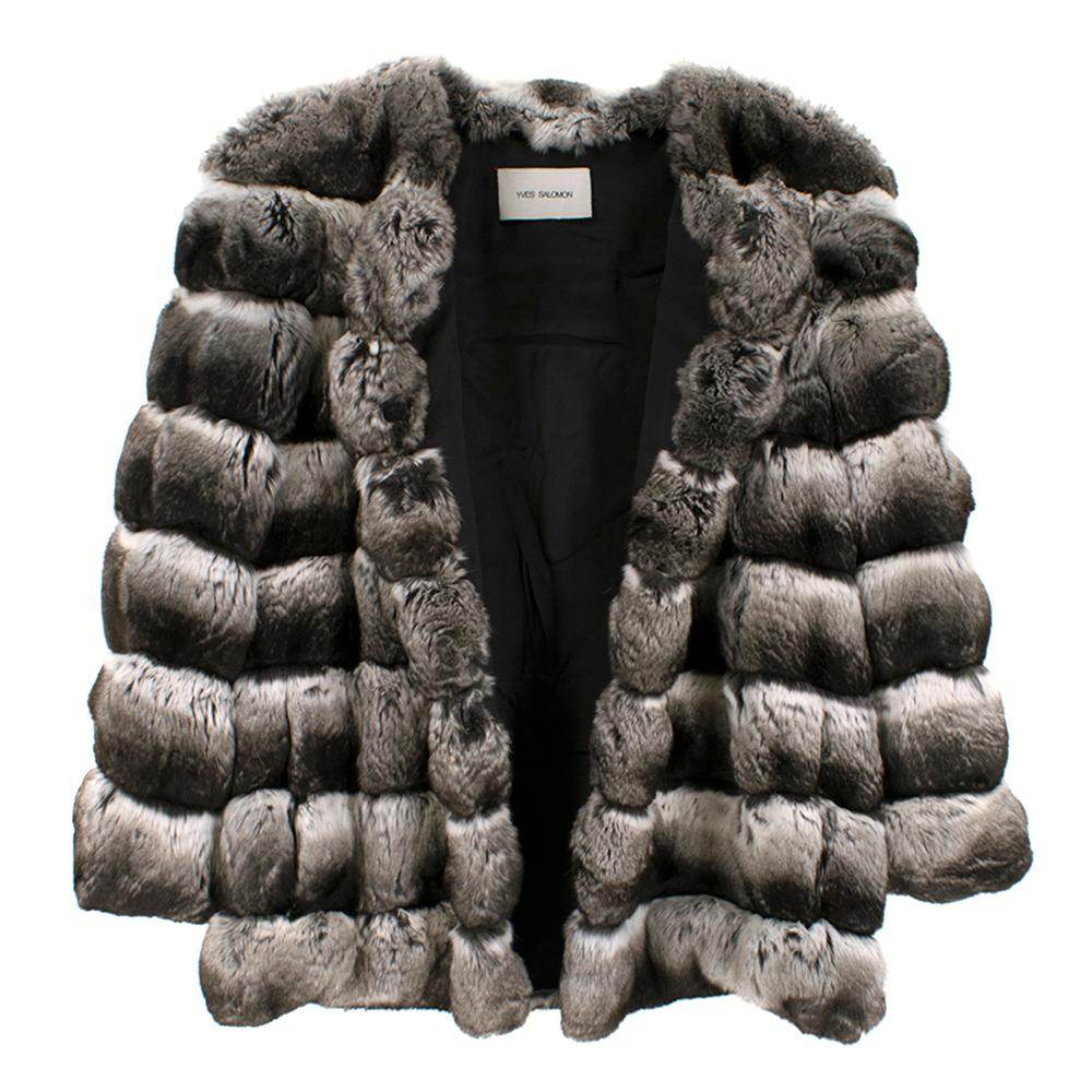Yves Salomon Natural Fur Coat FR 40 For Sale at 1stDibs