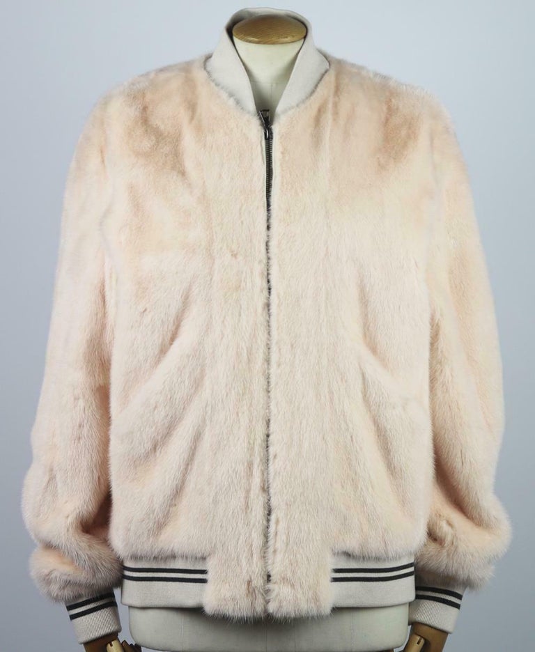 Yves Salomon Oversized Printed Mink Fur Bomber Jacket For Sale at 1stDibs