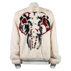 Yves Salomon Oversized Printed Mink Fur Bomber Jacket