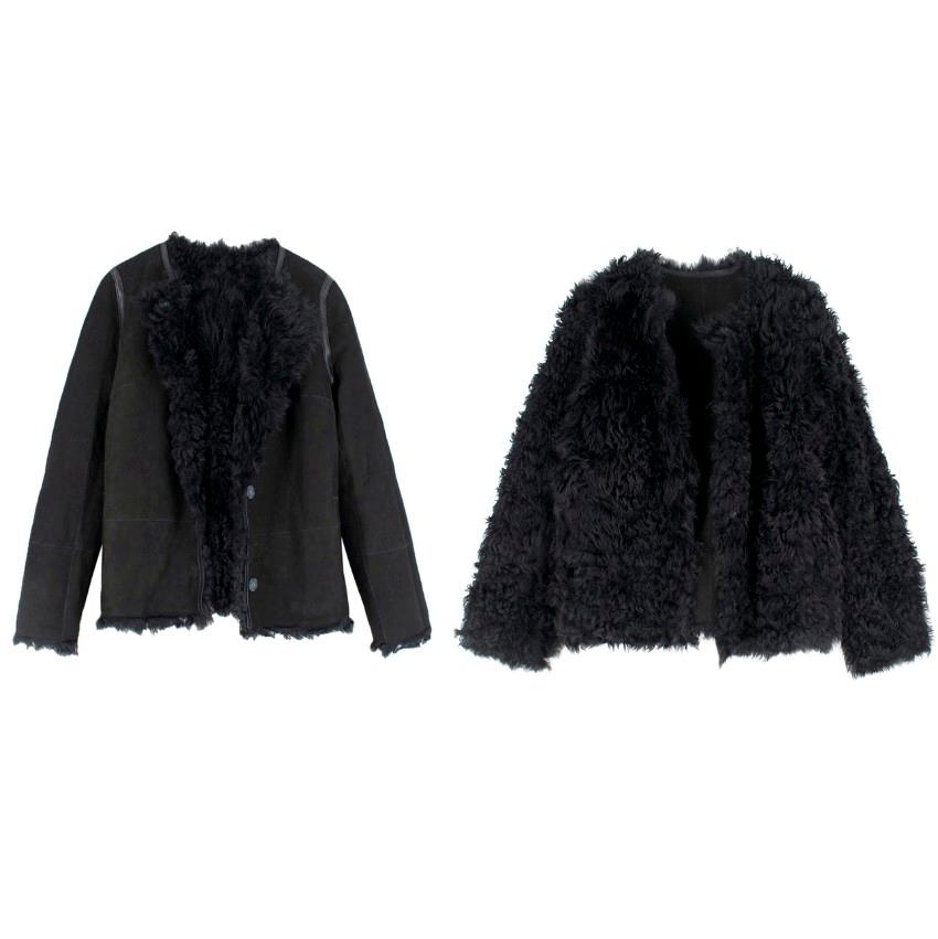 Yves Salomon Reversible Black Shearling & Lambskin Jacket SIZE FR 36 / US 4 For Sale 5