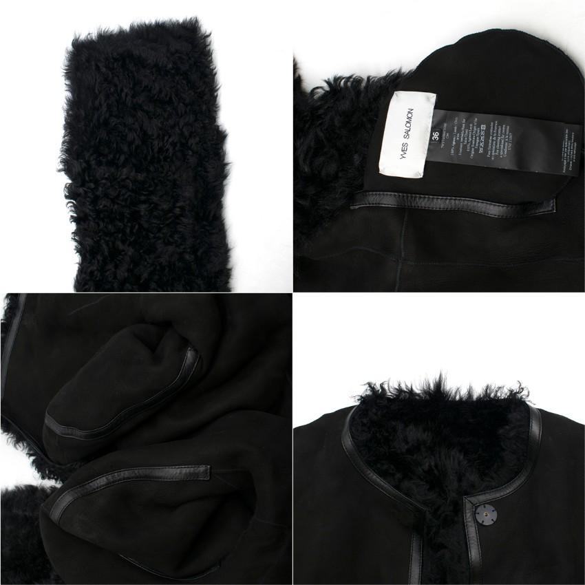 Yves Salomon Reversible Black Shearling & Lambskin Jacket SIZE FR 36 / US 4 For Sale 1